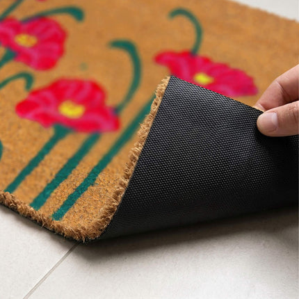 Coconut Fibre Doormat, Botanical Design, 60x40 cm