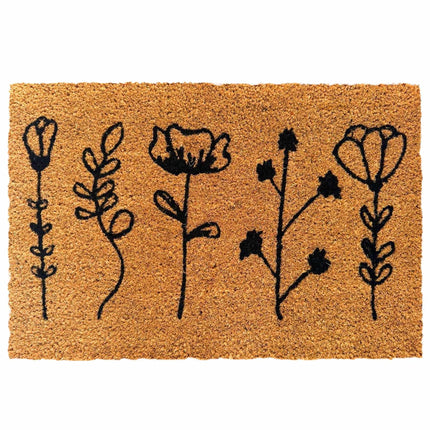 Coconut Fibre Doormat, Botanical Design, 60x40 cm