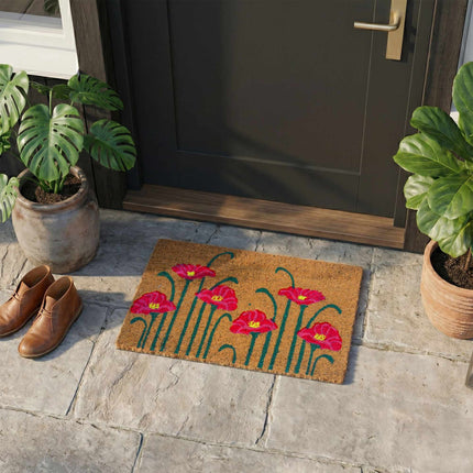 Coconut Fibre Doormat, Botanical Design, 60x40 cm
