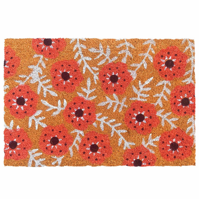 Coconut Fibre Doormat, Botanical Design, 60x40 cm