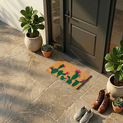Coconut Fibre Doormat, Botanical Design, 60x40 cm