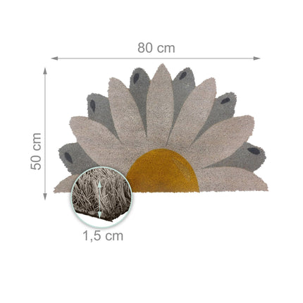 Coconut Half-Round Doormat, 80x50 cm, Non-Slip