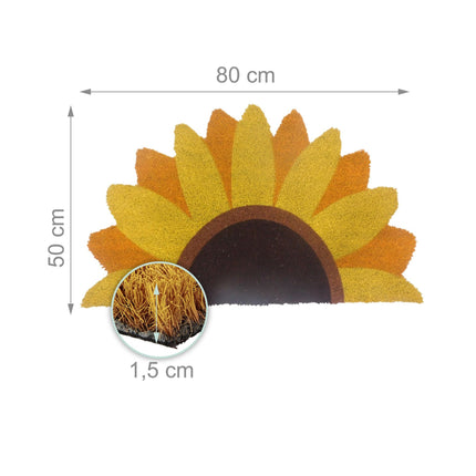 Coconut Half-Round Doormat, 80x50 cm, Non-Slip