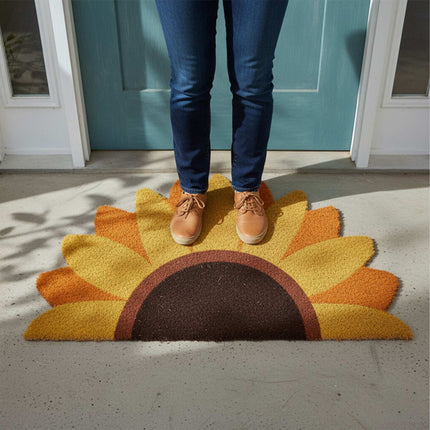 Coconut Half-Round Doormat, 80x50 cm, Non-Slip