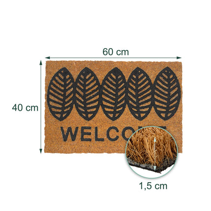 Coconut & PVC Doormat, 60x40 cm, Non-Slip, Natural