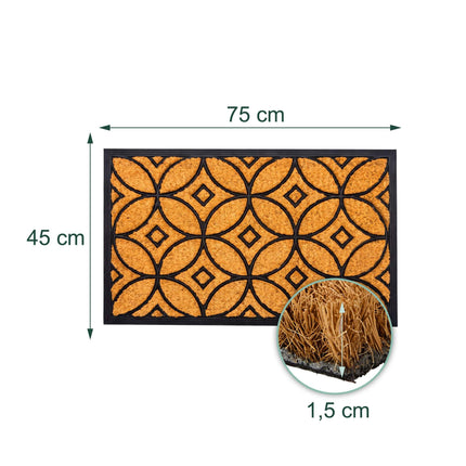 Coconut & Rubber Doormat, 75x45 cm, Non-Slip Backing