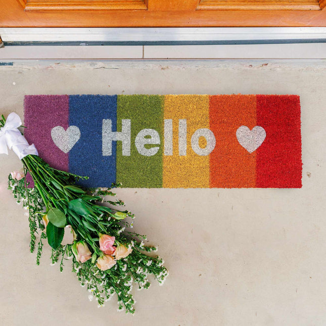 Coconut doormat "Hello" rainbow