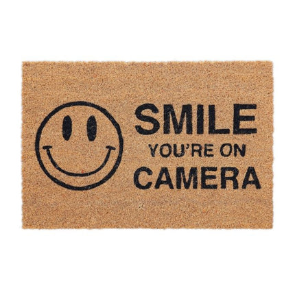 Coconut doormat "Smile you're on camera"