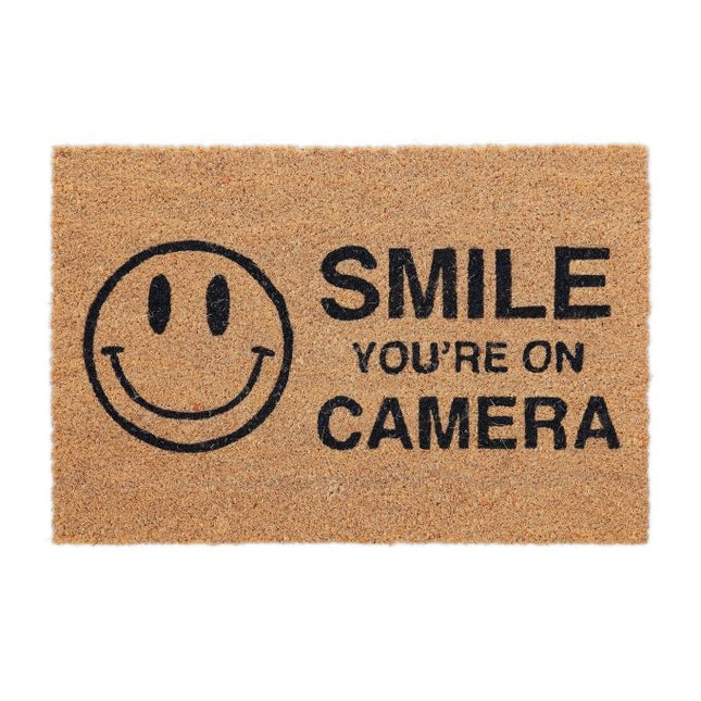 Coconut doormat "Smile you're on camera"