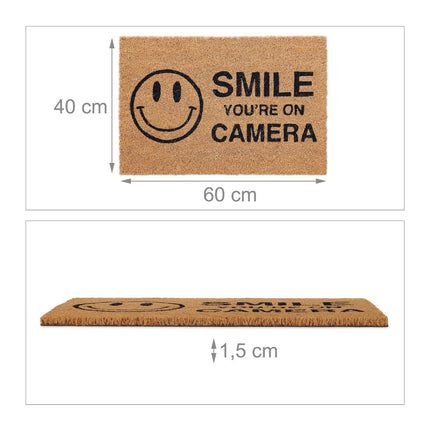Coconut doormat "Smile you're on camera"
