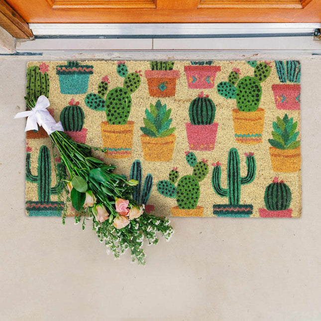 Coconut door mat cactus