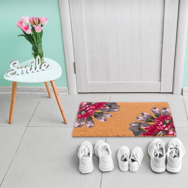 Coconut door mat flowers