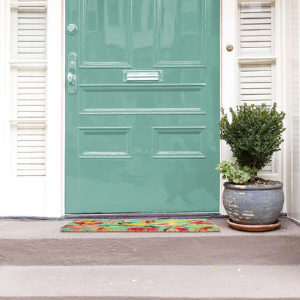 Coconut fiber doormat with bird motif