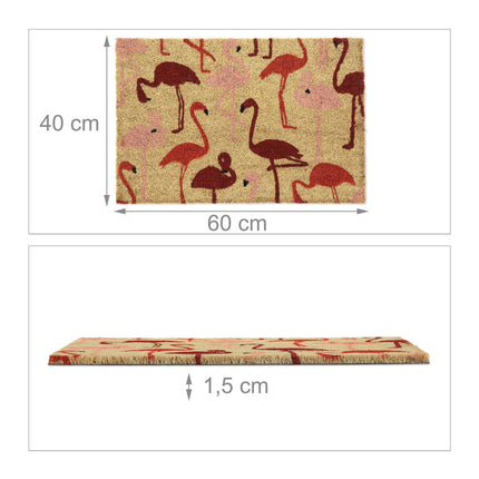 Coconut fiber doormat with flamingos