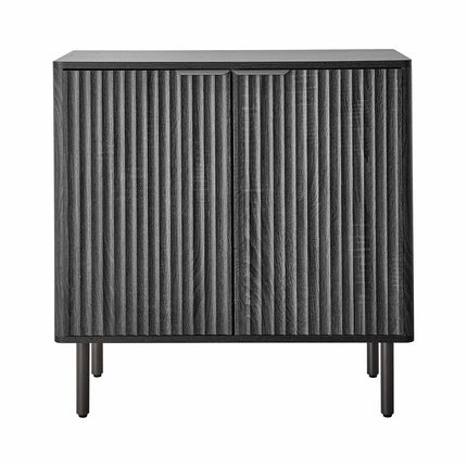 Coffee Bar Cabinet – Fluted Barn Door, Black, 80 cm