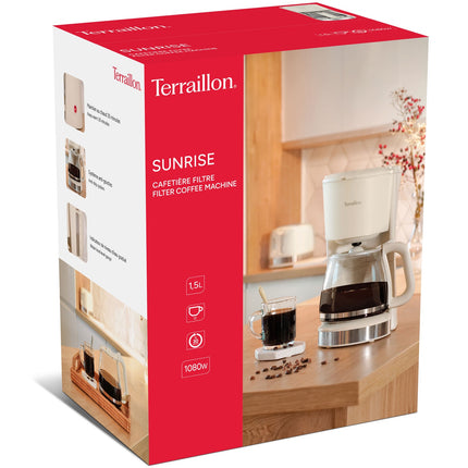 Coffee Maker 1.5L – Cream & Stainless Steel, 1080W