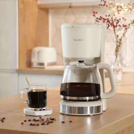 Coffee Maker 1.5L – Cream & Stainless Steel, 1080W