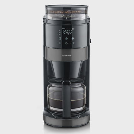 Coffee Maker with Grinder, 10-Cup Capacity, Dark Inox