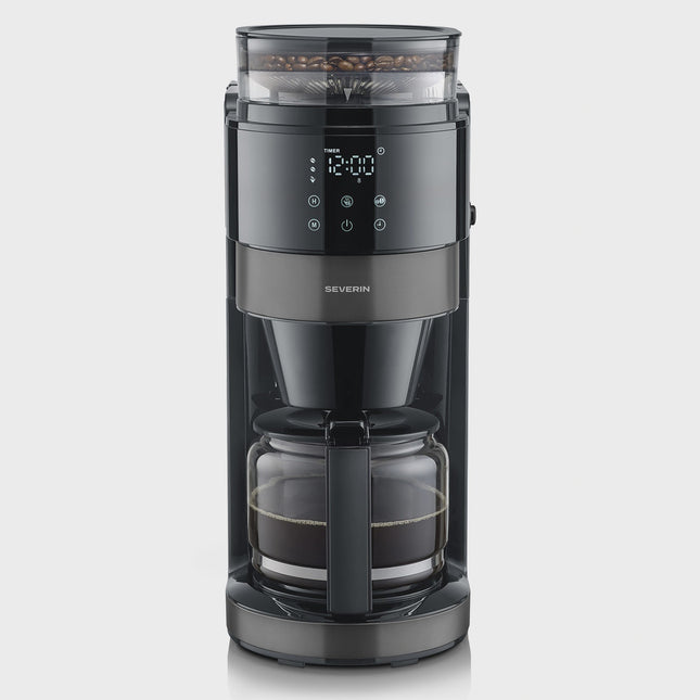 Coffee Maker with Grinder, 10-Cup Capacity, Dark Inox