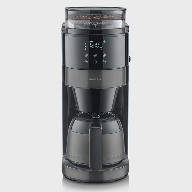 Coffee Maker with Grinder, 8-Cup, Dark Inox, Timer