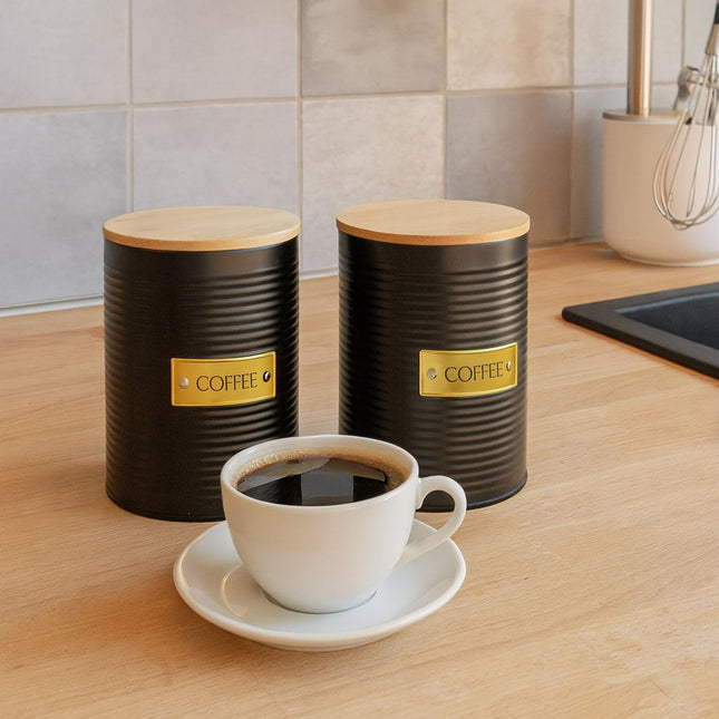 Coffee Storage Tin with Airtight Bamboo Lid