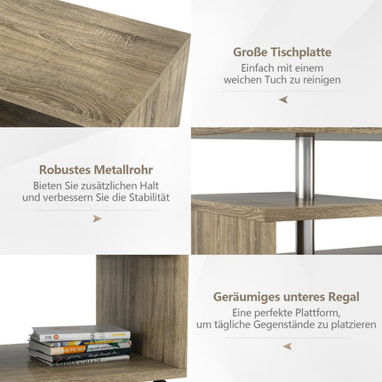 Coffee Table 105x60x46 cm, 2 Shelves, Locking Castors