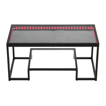 Coffee Table – 2-Tier Tempered Glass, LED Lighting