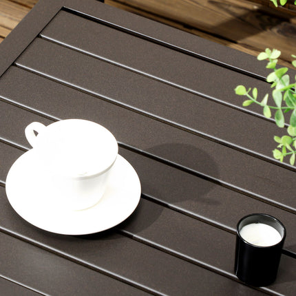 Rectangular coffee table in steel - Wood look, 91x51x46 cm