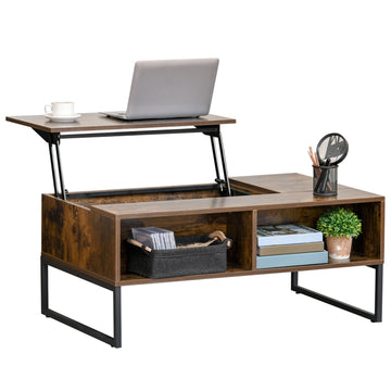 Height adjustable Brown coffee table, chipboard, 100x60x40 cm