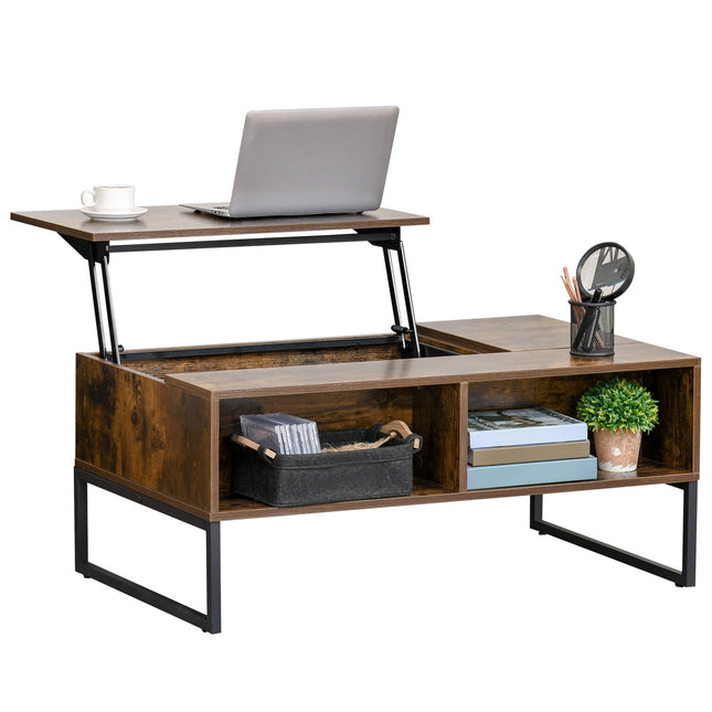 Height adjustable Brown coffee table, chipboard, 100x60x40 cm