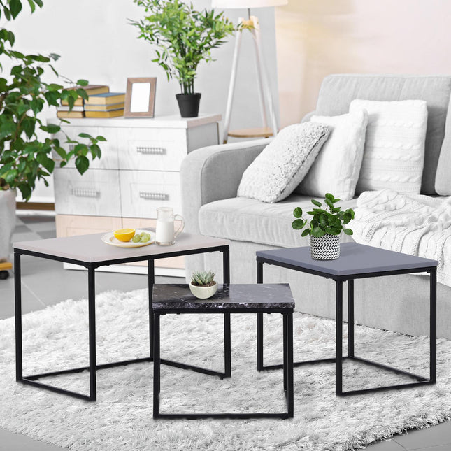 Modern coffee table with metal base, MDF, three colors