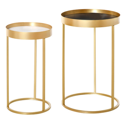 Round coffee table set of 2 - Retro design, gold finish