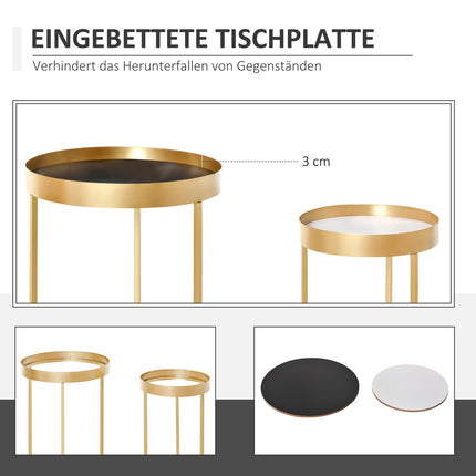 Round coffee table set of 2 - Retro design, gold finish