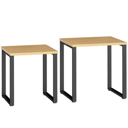 Coffee Table Set of 2, Wood Look, Metal Frame, Nesting Design
