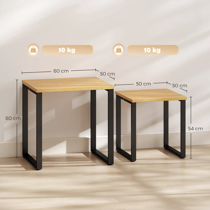 Coffee Table Set of 2, Wood Look, Metal Frame, Nesting Design