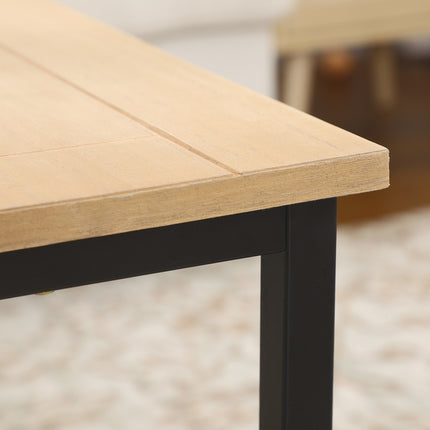 Fir Wood Coffee Table, Metal frame, 70x70x45 cm