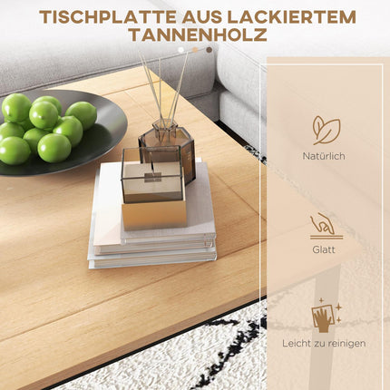 Fir Wood Coffee Table, Metal frame, 70x70x45 cm