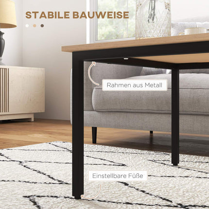 Fir Wood Coffee Table, Metal frame, 70x70x45 cm