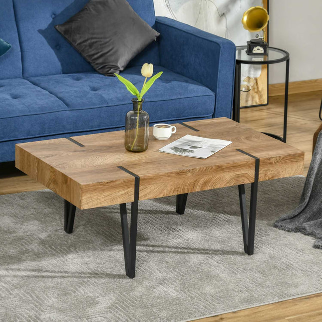 Industrial coffee table, adjustable footrests, 105x60x42 cm