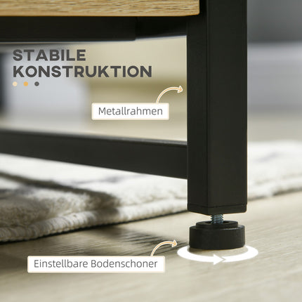 Coffee table with drawer & glass top – Oak & Steel