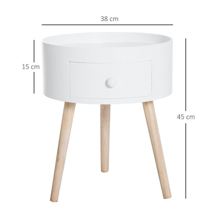 Round white coffee table with drawer - 50 kg capacity