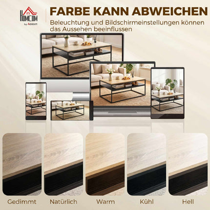 Coffee Table With Shelf, Oak Look and Black, 100 cm