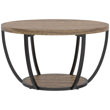 Coffee Table with 2 Tiers, 80x80x43.8 cm, Brown/Black