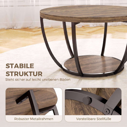 Coffee Table with 2 Tiers, 80x80x43.8 cm, Brown/Black