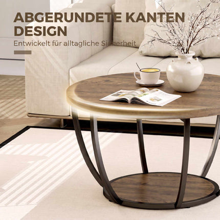 Coffee Table with 2 Tiers, 80x80x43.8 cm, Brown/Black