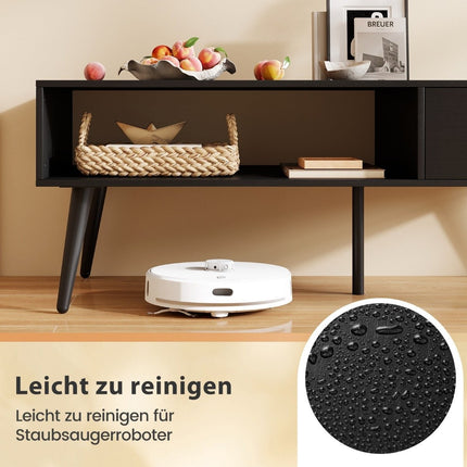 Coffee Table with Drawer and Open Shelf, 109 x 55 x 39.5 cm, Black