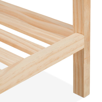 Coffee Table with Glass Top – Pine Wood, 2 Shelves