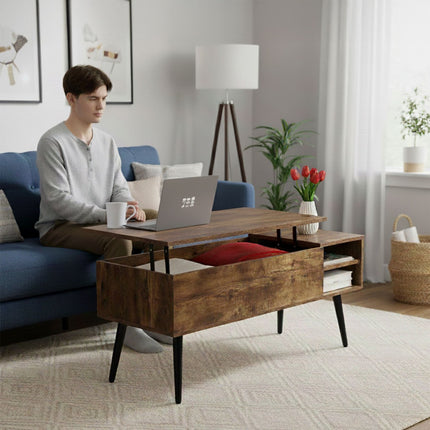Coffee Table with Hidden Storage – Lift-Top, Industrial Design
