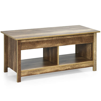 Coffee Table with Lifting Top Multifunctional Accent Furniture with Hidden Compartments & Shelves Oak