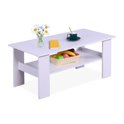 Coffee Table with Lower Shelf – Modern Design, Easy Clean